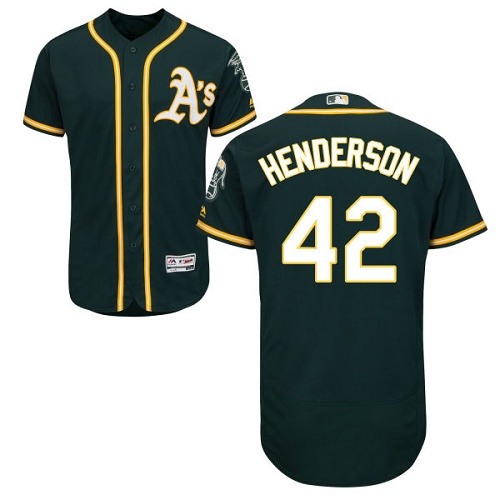 Athletics #42 Dave Henderson Green Flexbase Authentic Collection Stitched MLB Jersey